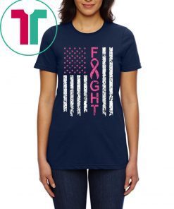 Breast Cancer Awareness T-Shirt American Flag Distressed