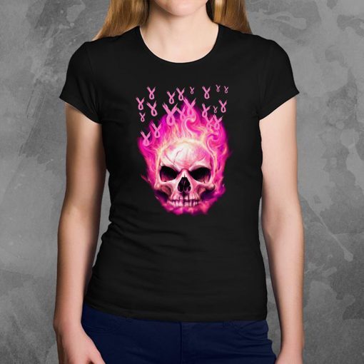 Breast cancer awareness fire skull Shirt