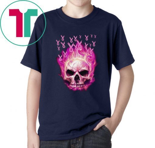 Breast cancer awareness fire skull Shirt