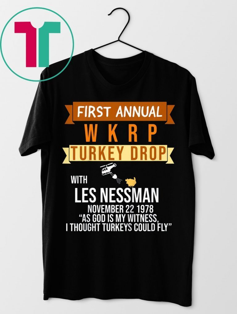 First Annual WKRP Turkey Drop Whit Les Nessman Tee Shirt