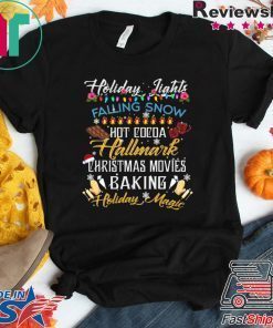 Holiday Lights Falling Snow Hot Cocoa Hallmark Christmas Movies T-Shirt