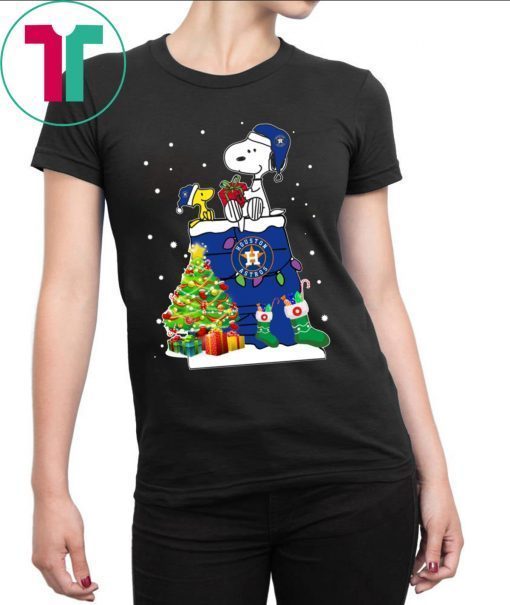 Houston Astros Snoopy And Woodstock Christmas Tee Shirt
