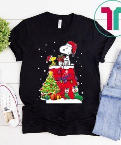 Los Angeles Dodgers Snoopy And Woodstock Christmas Tee Shirt