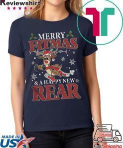Merry Fitmas And Happy New Rear Reindeer Fitness Tee Shirt