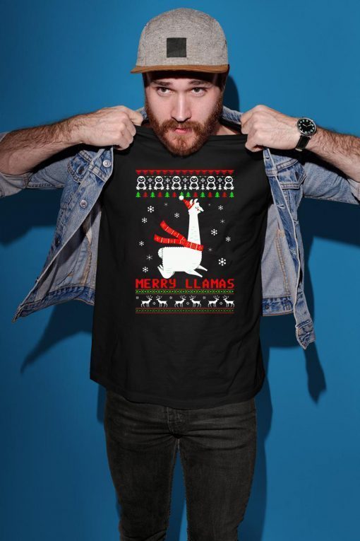 Merry Llamas Christmas T-Shirt