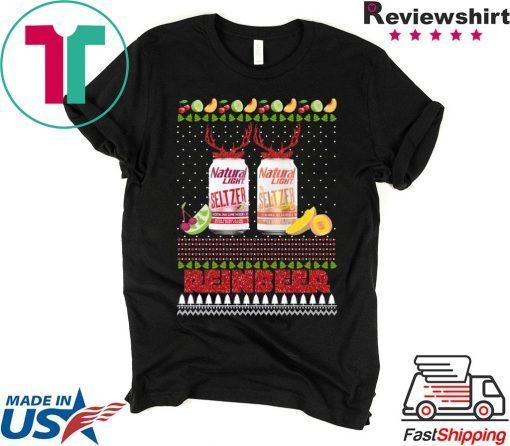 Natural Light Seltzer Catalina Lime Mixer Aloha Beaches Reinbeer Christmas Tee Shirt