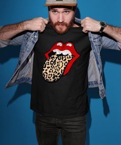 Red lips leopard tongue the rolling stones shirt