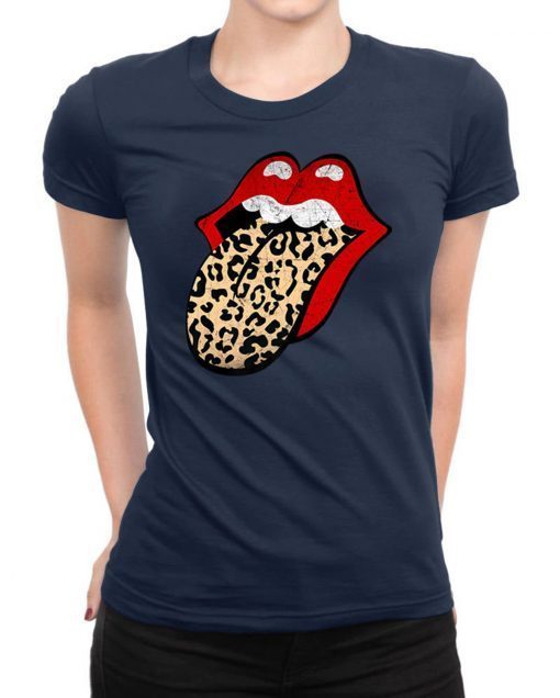 Red lips leopard tongue the rolling stones shirt