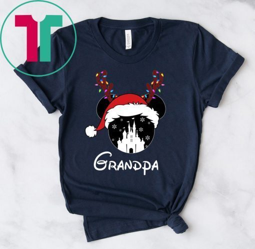 Reindeer Mickey Grandpa Disney Castle Family Christmas Shirt