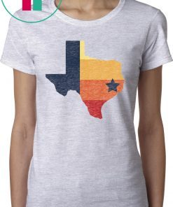 Retro Houston Baseball Colors Vintage Texas Map T-Shirts