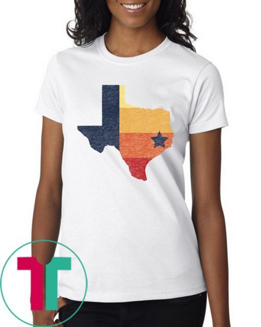 Retro Houston Baseball Colors Vintage Texas Map T-Shirts