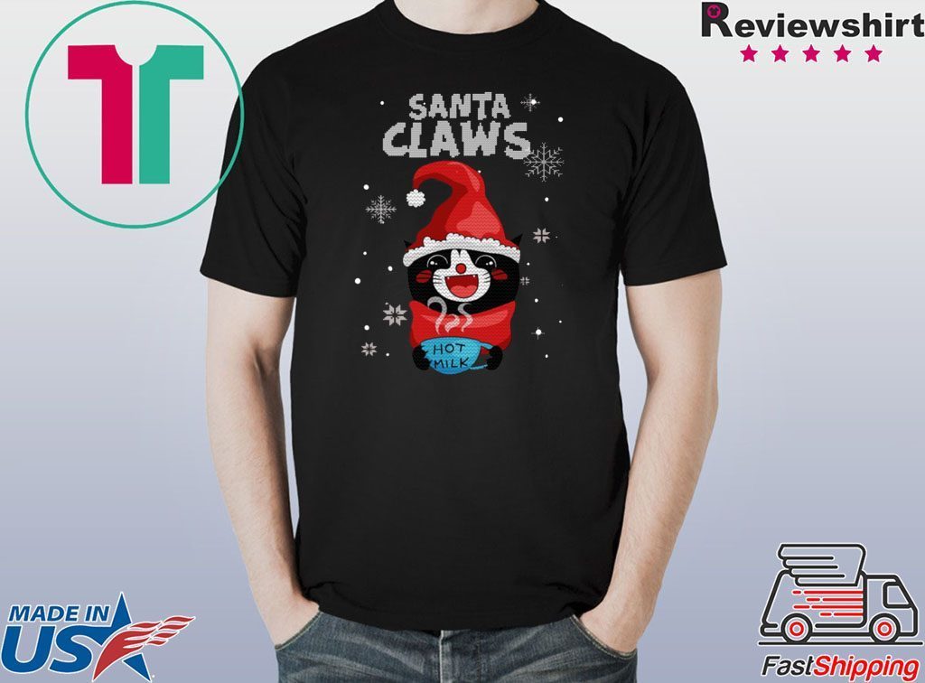 Santa Claws Black Cat Ugly Christmas T-Shirt