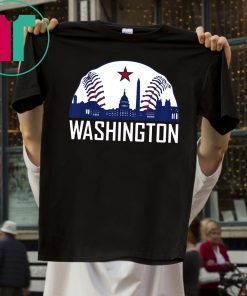 Washington DC Baseball Hometown Skyline National Vintage Tee Shirt