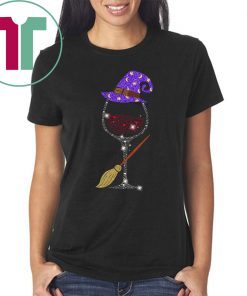 Witch wine glitter halloween Shirt