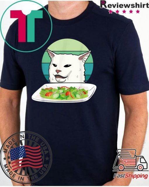 Angry women yelling at confused cat at dinner table meme Classic Shirt