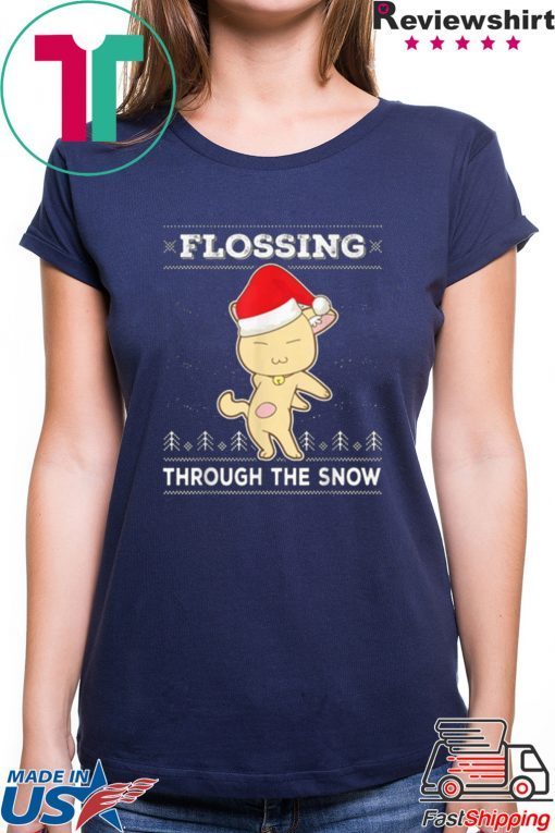 Awesome Flossing Through The Snow Cat Ugly Christmas 2020 Shirt