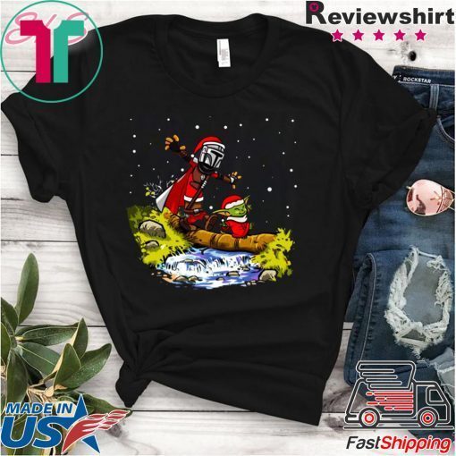 Baby Yoda Star Wars Walking Under The Snow Christmas T-Shirt