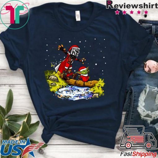 Baby Yoda Star Wars Walking Under The Snow Christmas T-Shirt