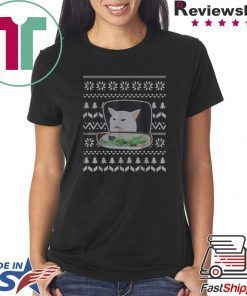Cat Meme Woman Yelling At Table Dinner Ugly Christmas T-Shirt