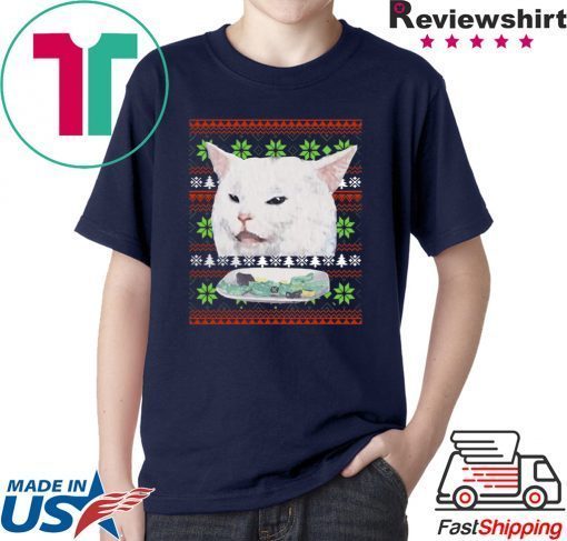 Cat Woman Yelling at cat Christmas T-Shirt