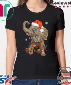 Elephant santa hat wrapped in christmas lights shirt
