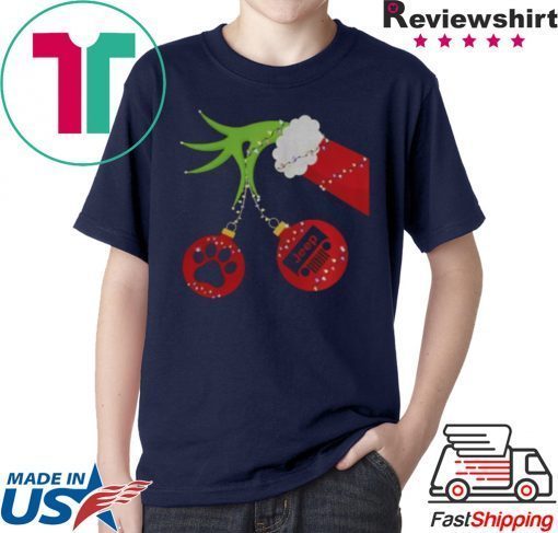 GRINCH HAND HOLDING PAW DOG AND JEEP TEE SHIRTGRINCH HAND HOLDING PAW DOG AND JEEP TEE SHIRT