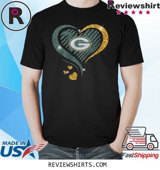 Green Bay Packers Heart Diamond T-Shirt