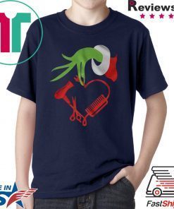 Grinch Hand Holding A Barber Items Christmas Style Shirt