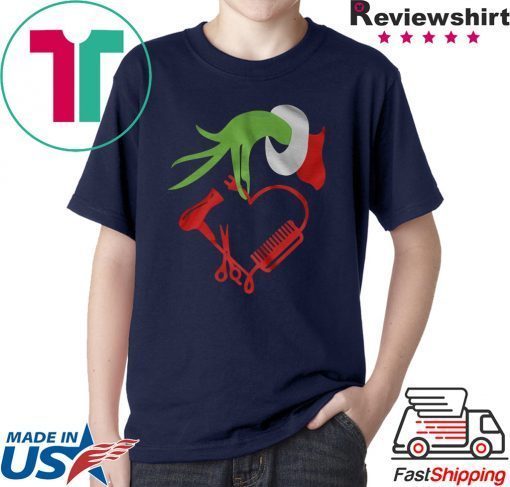 Grinch Hand Holding A Barber Items Christmas Style Shirt