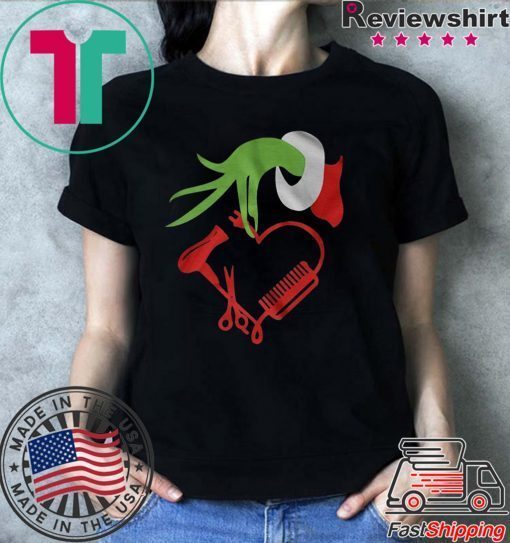 Grinch Hand Holding A Barber Items Christmas Style Shirt