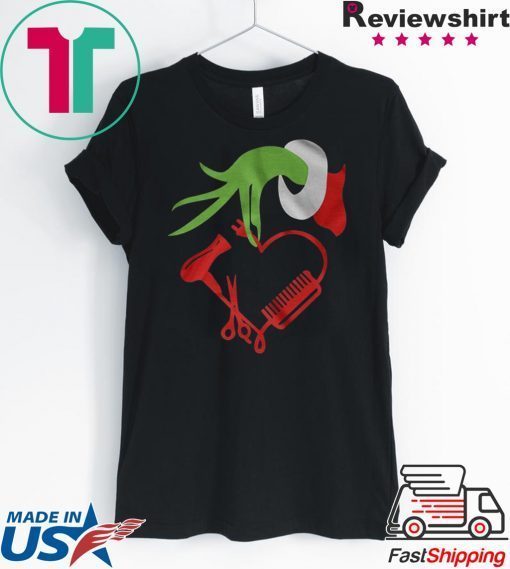 Grinch Hand Holding A Barber Items Christmas Style Shirt