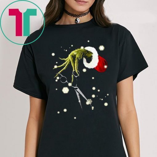 Grinch Hand Hold Hairstyle Christmas Tee Shirt