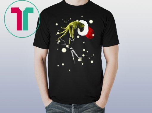 Grinch Hand Hold Hairstyle Christmas Tee Shirt