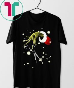 Grinch Hand Hold Hairstyle Christmas Tee Shirt