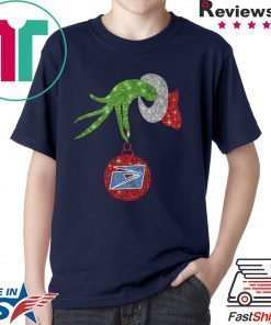 Grinch hand holding US postal service ornament shirt