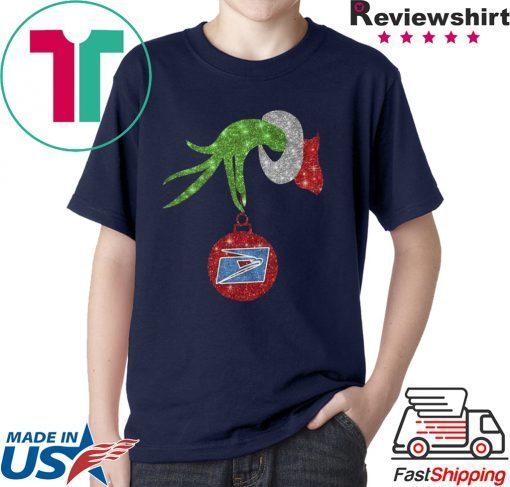 Grinch hand holding US postal service ornament shirt