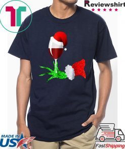 Grinch hand holding a glass of wine shirt Christmas shirt