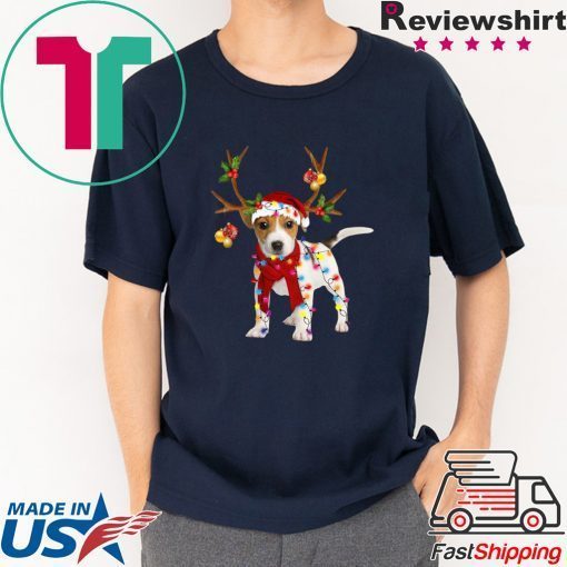 Jack Russell Terrier Reindeer Christmas light shirt