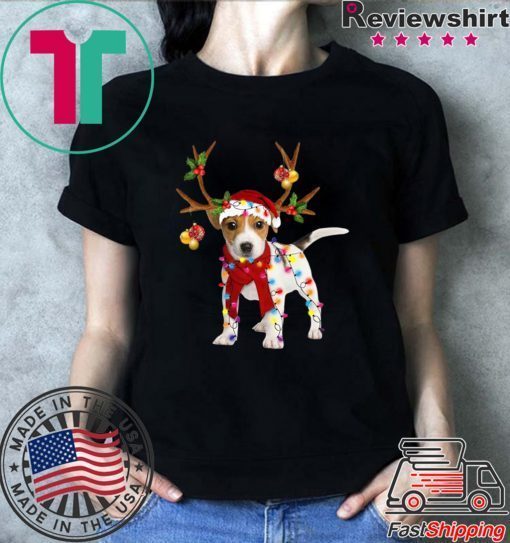 Jack Russell Terrier Reindeer Christmas light shirt