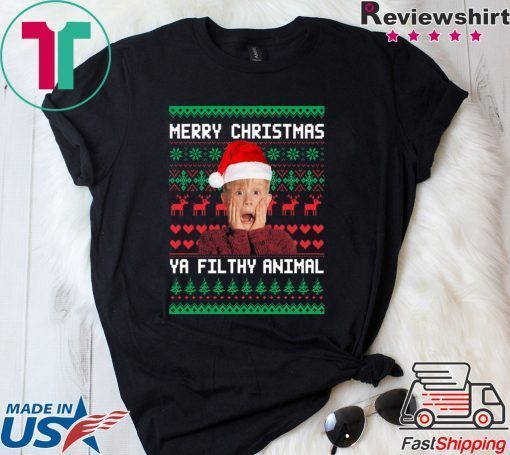 Kevin McCallister Merry Christmas Ya Filthy Animal Christmas Tee Shirt