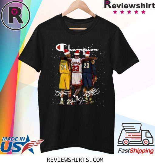 Kobe Bryant Michael Jordan and LeBron James Santa Christmas T-Shirt