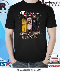 Kobe Bryant Michael Jordan and LeBron James Santa Christmas T-Shirt