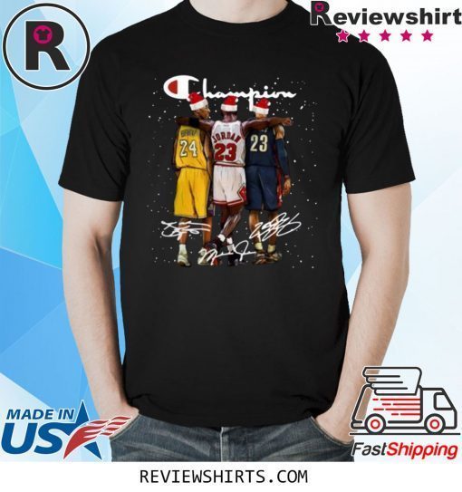 Kobe Bryant Michael Jordan and LeBron James Santa Christmas T-Shirt