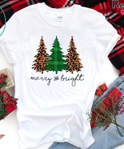 Leopard Plaid Christmas Trees Tee Shirt