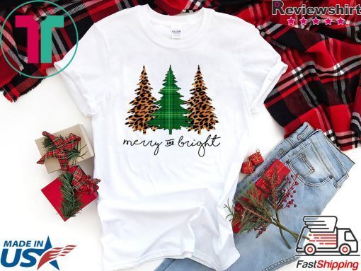 Leopard Plaid Christmas Trees Tee Shirt