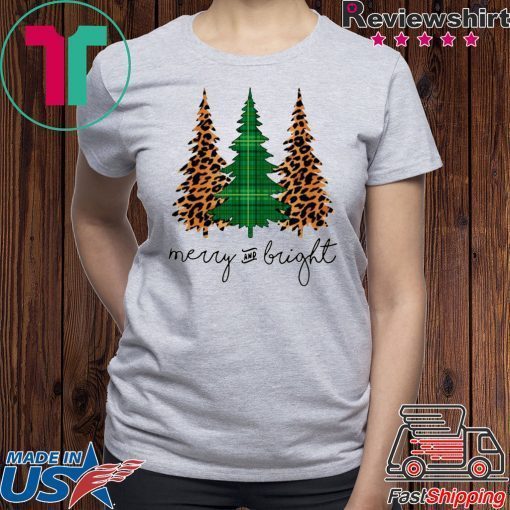 Leopard Plaid Christmas Trees Tee Shirt