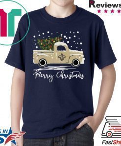 New Orleans Saints pickup truck Merry Christmas shirt