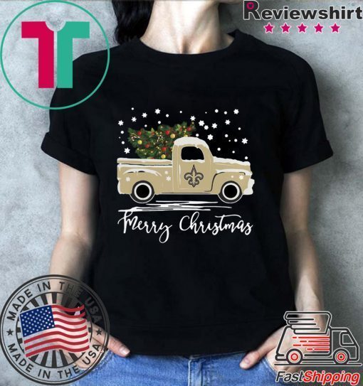 New Orleans Saints pickup truck Merry Christmas shirt