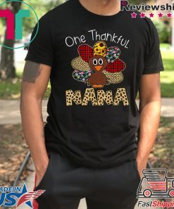 One Thankful Nana Turkey Leopart Thankgivings T-Shirt