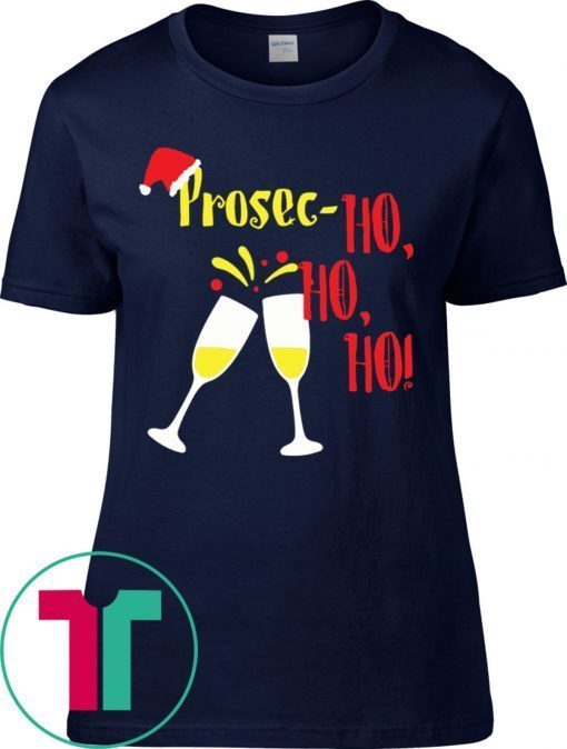 Prosec Ho Ho Ho Wine Christmas Celebration Black T-Shirt
